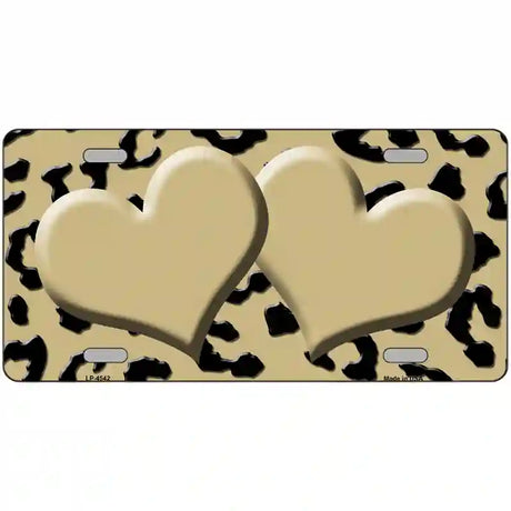 Gold Black Cheetah Gold Center Hearts Metal Novelty License Plate 24" x 12" (LLP)