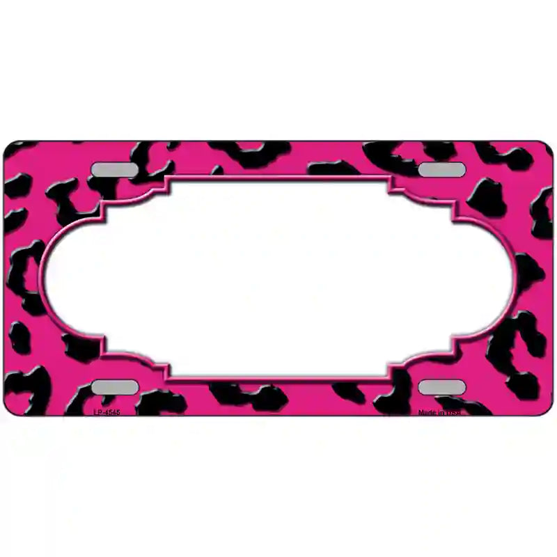 Pink Black Cheetah Scallop Metal Novelty License Plate 24" x 12" (LLP)