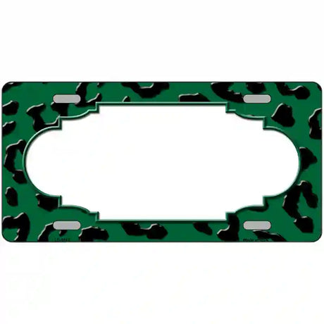 Green Black Cheetah Scallop Metal Novelty License Plate 24" x 12" (LLP)