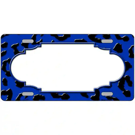 Blue Black Cheetah Scallop Metal Novelty License Plate 24" x 12" (LLP)