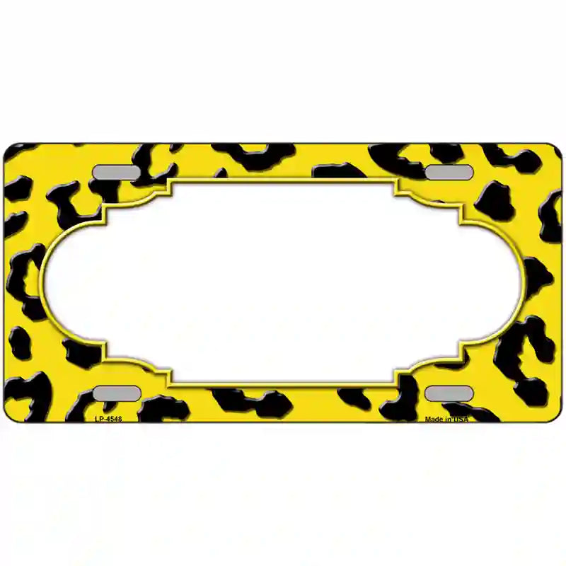 Yellow Black Cheetah Scallop Metal Novelty License Plate 24" x 12" (LLP)