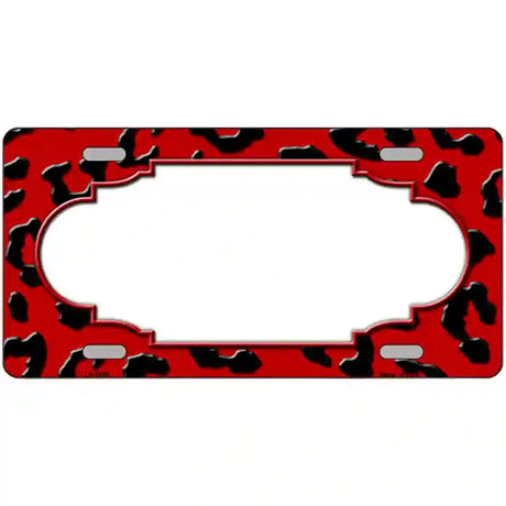 Red Black Cheetah Scallop Metal Novelty License Plate 24" x 12" (LLP)