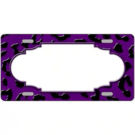 Purple Black Cheetah Scallop Metal Novelty License Plate 24" x 12" (LLP)