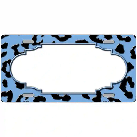 Light Blue Black Cheetah Scallop Metal Novelty License Plate 24" x 12" (LLP)