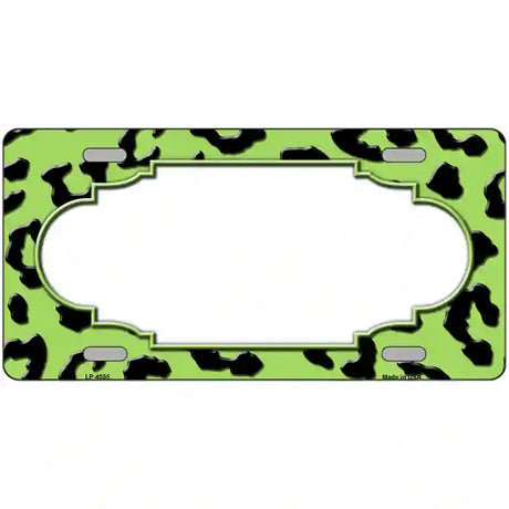 Lime Green Black Cheetah Scallop Metal Novelty License Plate 24" x 12" (LLP)