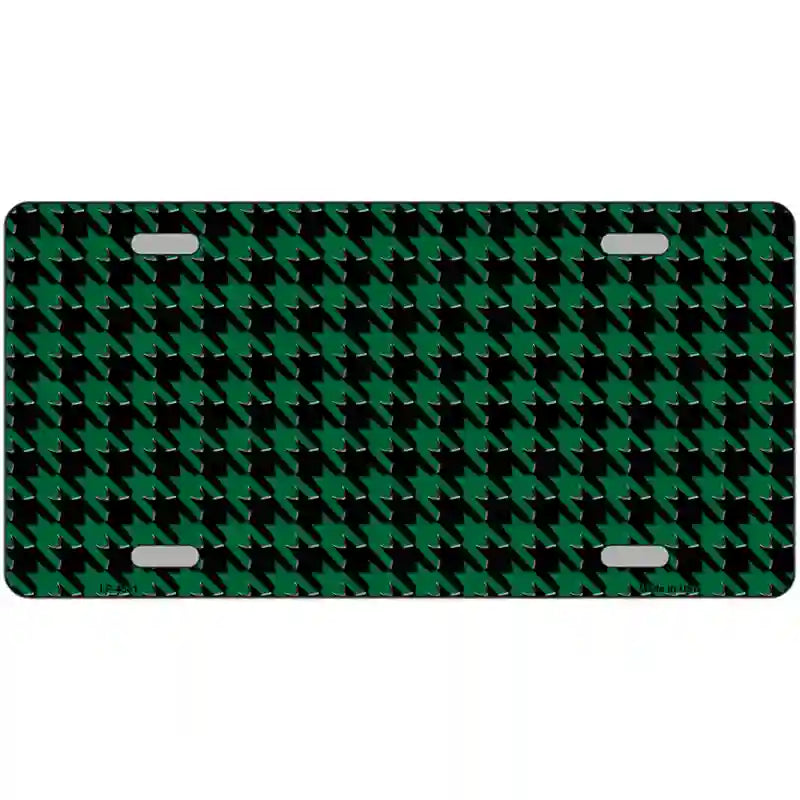 Green Black Houndstooth Metal Novelty License Plate 24" x 12" (LLP)