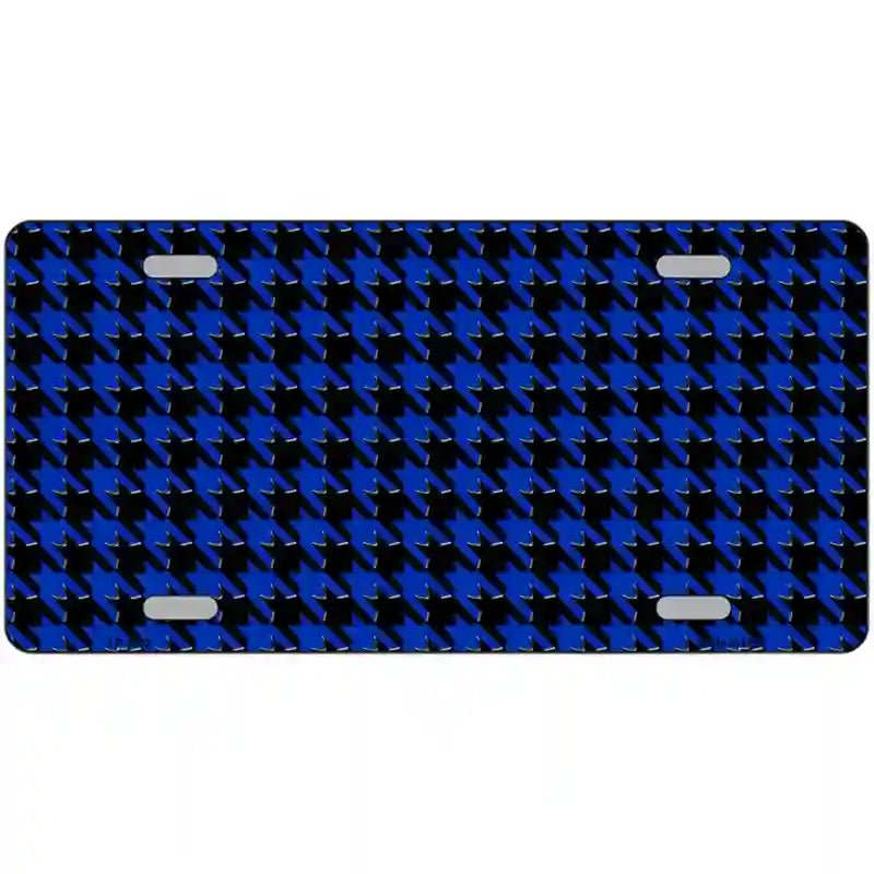 Blue Black Houndstooth Metal Novelty License Plate 24" x 12" (LLP)