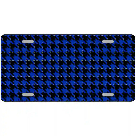 Blue Black Houndstooth Metal Novelty License Plate 24" x 12" (LLP)