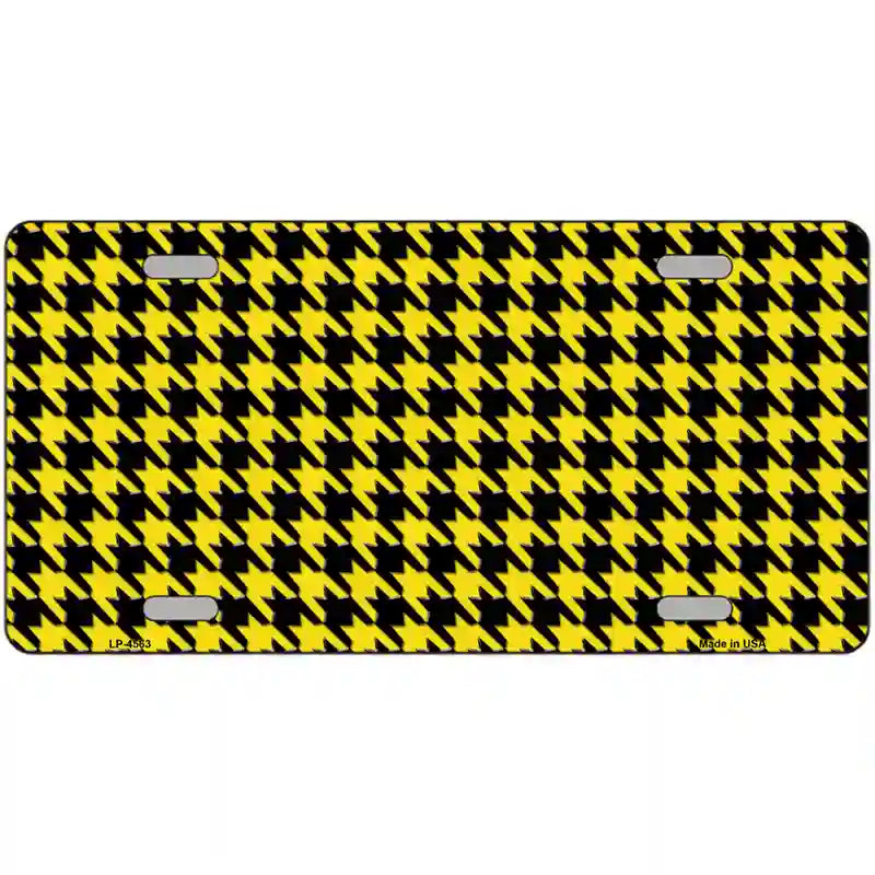 Yellow Black Houndstooth Metal Novelty License Plate 24" x 12" (LLP)