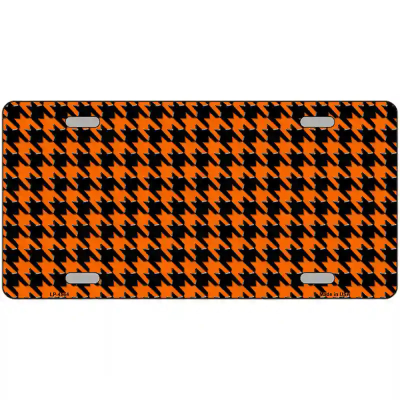 Orange Black Houndstooth Metal Novelty License Plate 24" x 12" (LLP)