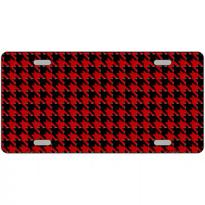 Red Black Houndstooth Metal Novelty License Plate 24" x 12" (LLP)