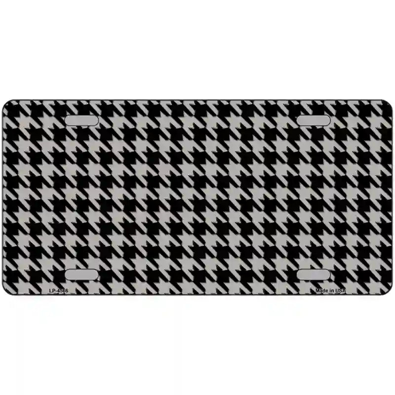 Grey Black Houndstooth Metal Novelty License Plate 24" x 12" (LLP)