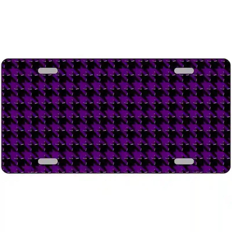 Purple Black Houndstooth Metal Novelty License Plate 24" x 12" (LLP)