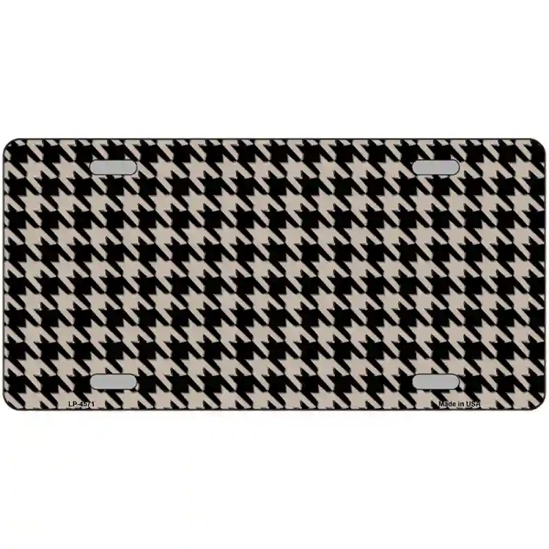 Tan Black Houndstooth Metal Novelty License Plate 24" x 12" (LLP)