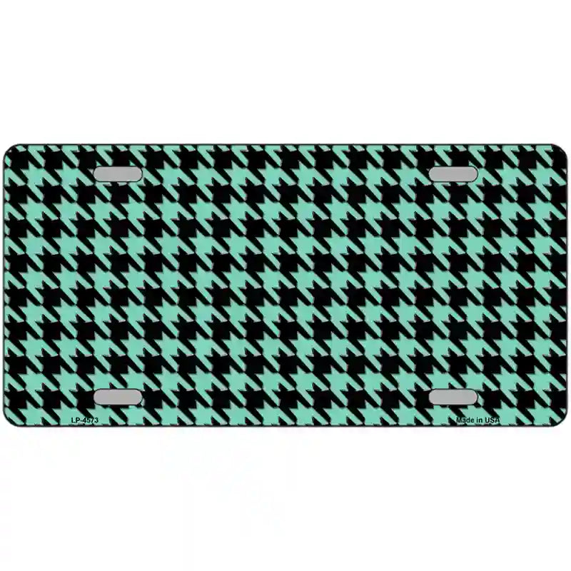 Mint Black Houndstooth Metal Novelty License Plate 24" x 12" (LLP)