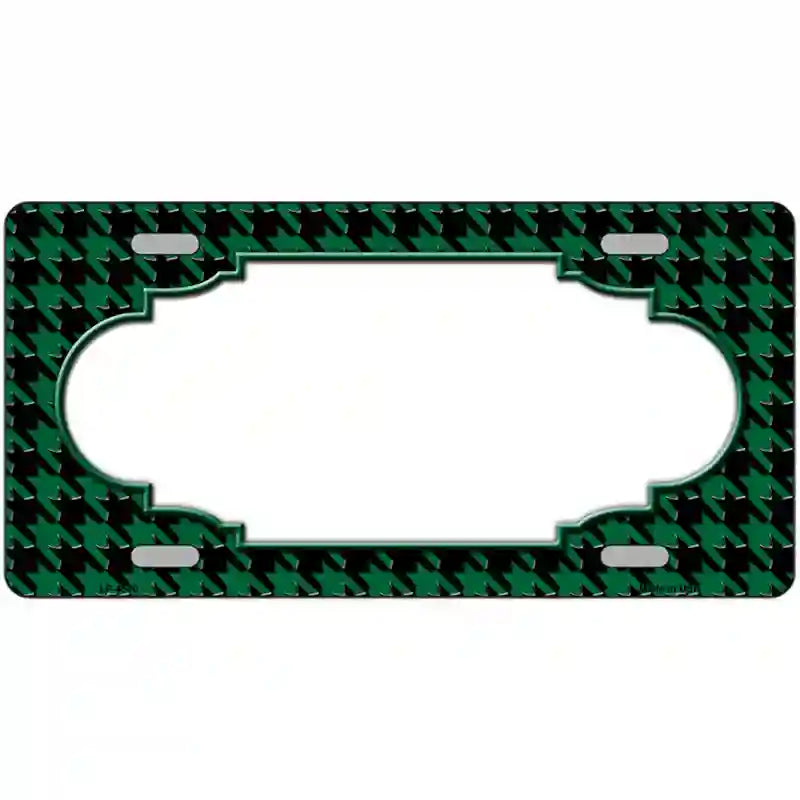 Green Black Houndstooth Scallop Center Metal Novelty License Plate 24" x 12" (LLP)