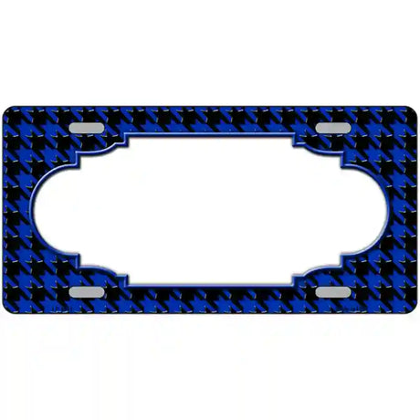 Blue Black Houndstooth Scallop Center Metal Novelty License Plate 24" x 12" (LLP)