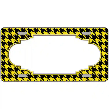 Yellow Black Houndstooth Scallop Center Metal Novelty License Plate 24" x 12" (LLP)