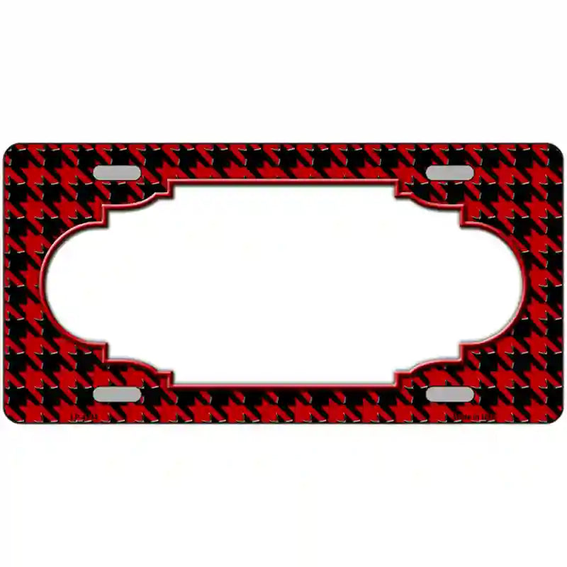 Red Black Houndstooth Scallop Center Metal Novelty License Plate 24" x 12" (LLP)