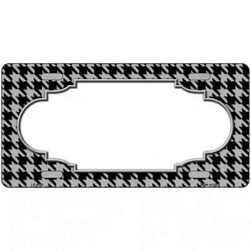 Grey Black Houndstooth Scallop Center Metal Novelty License Plate 24" x 12" (LLP)