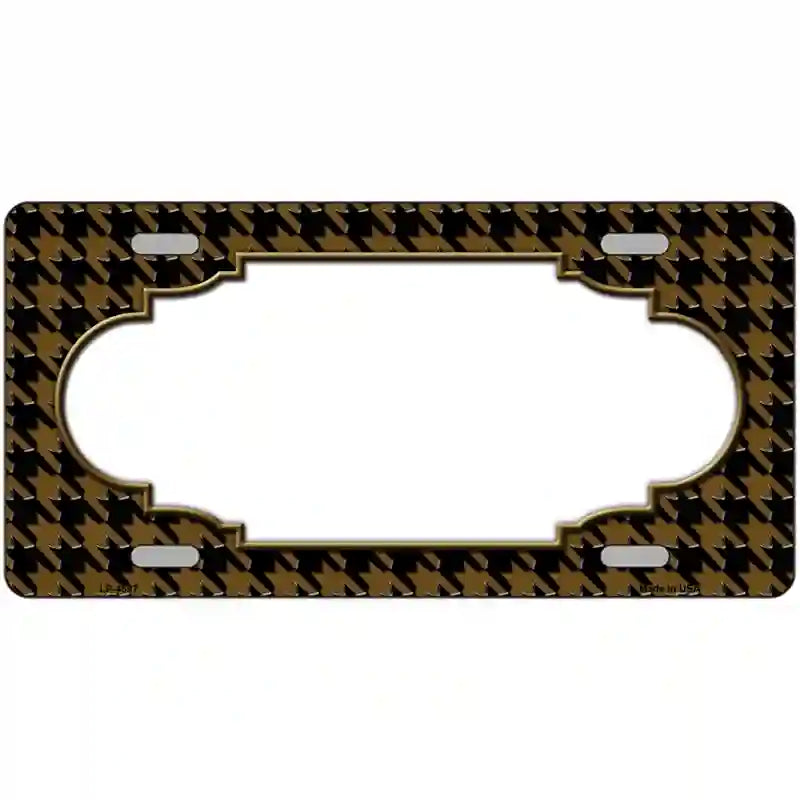 Brown Black Houndstooth Scallop Center Metal Novelty License Plate 24" x 12" (LLP)