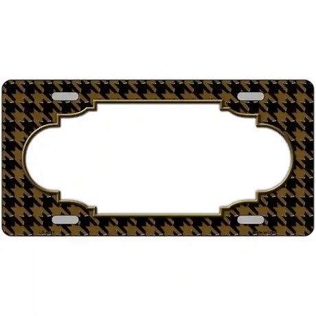 Brown Black Houndstooth Scallop Center Metal Novelty License Plate 24" x 12" (LLP)