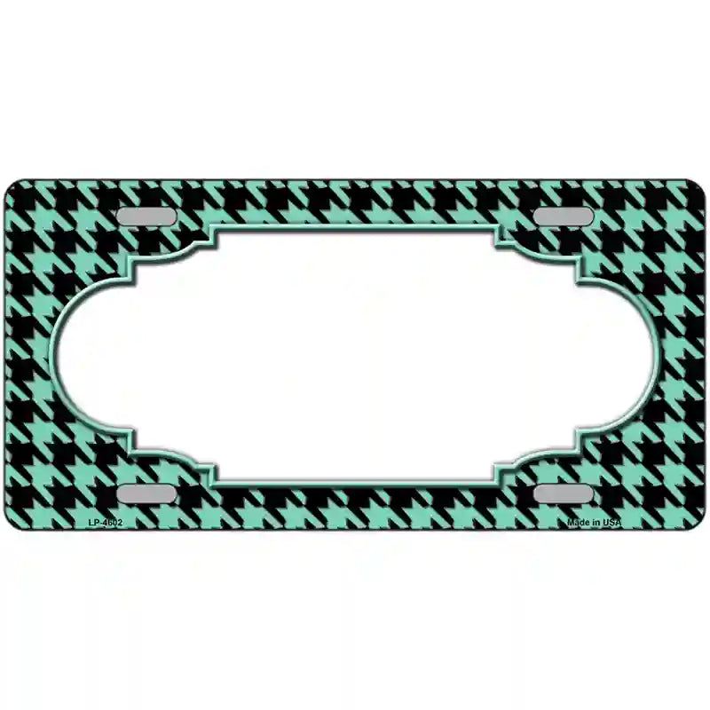 Mint Black Houndstooth Scallop Center Metal Novelty License Plate 24" x 12" (LLP)