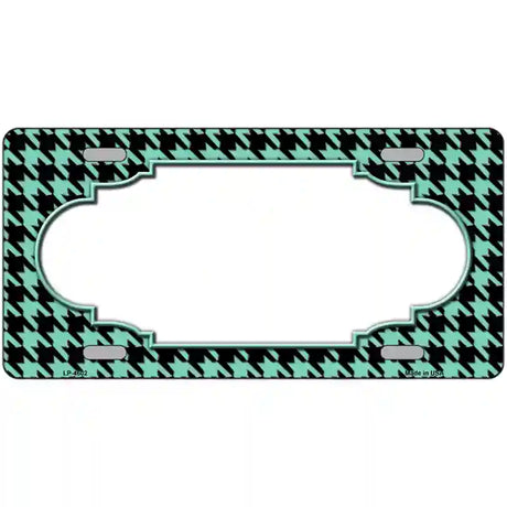 Mint Black Houndstooth Scallop Center Metal Novelty License Plate 24" x 12" (LLP)