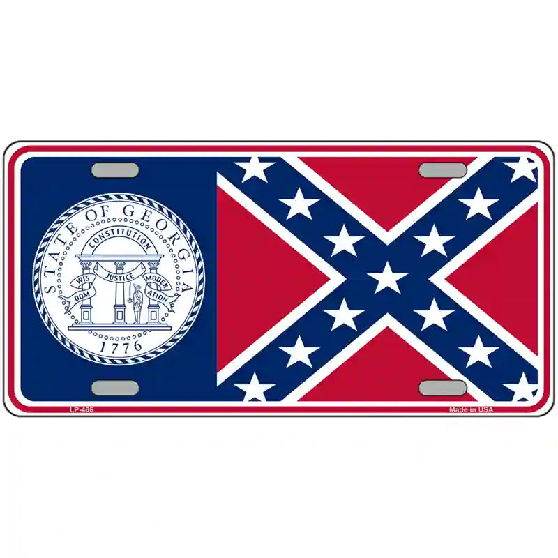 Old Georgia State Flag Metal Novelty License Plate 24" x 12" (LLP)