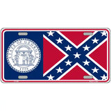 Old Georgia State Flag Metal Novelty License Plate 24" x 12" (LLP)