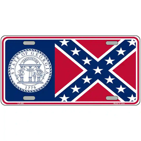 Old Georgia State Flag Metal Novelty License Plate 24" x 12" (LLP)