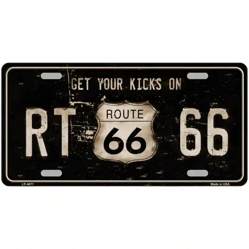 Route 66 Get Your Kicks Metal Novelty License Plate 24" x 12" (LLP)