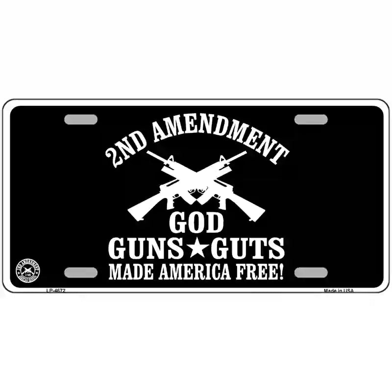 God, Guns, Guts Metal Novelty License Plate 24" x 12" (LLP)