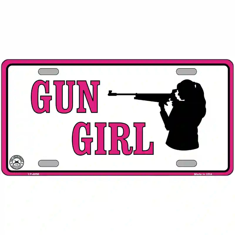 Gun Girl Metal Novelty License Plate 24" x 12" (LLP)