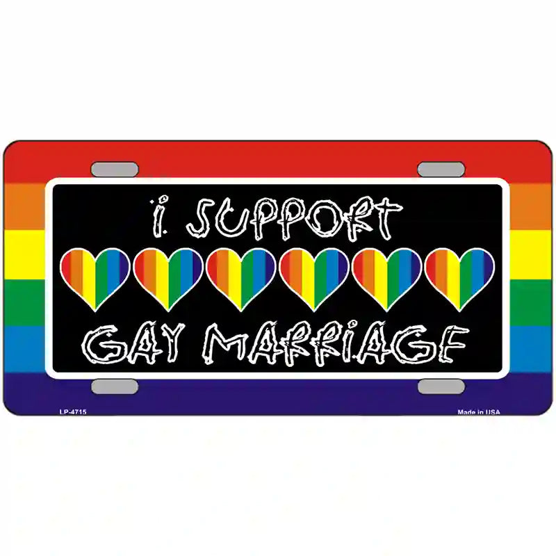 Support Gay Marriage Metal Novelty License Plate 24" x 12" (LLP)