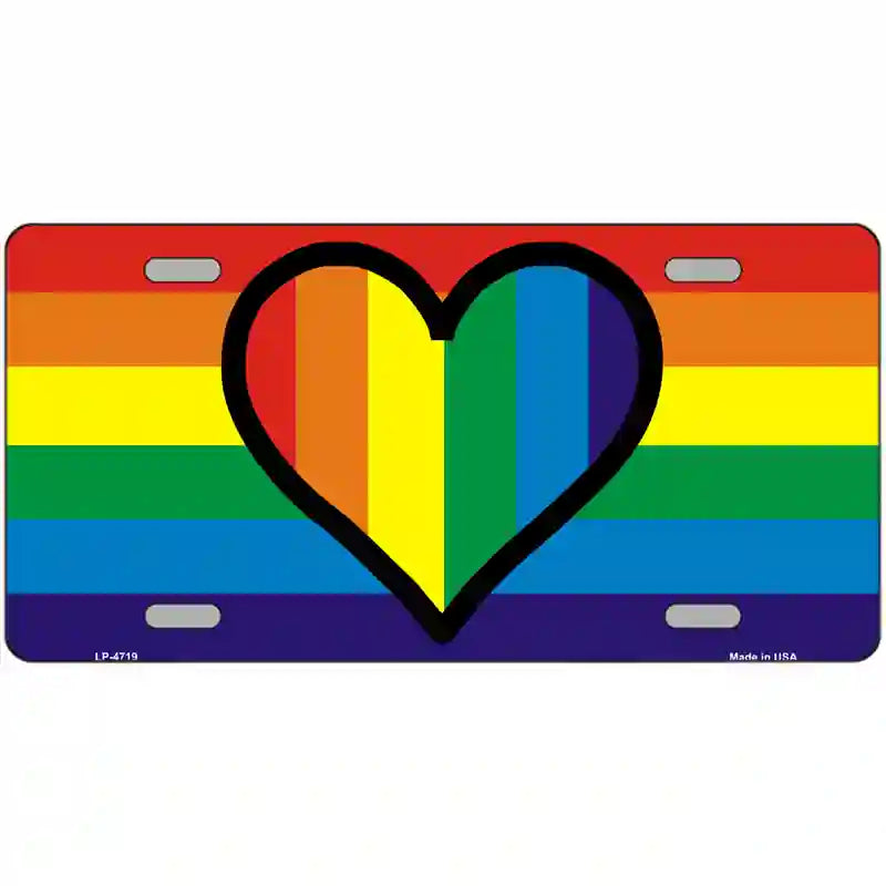 Rainbow Heart Metal Novelty License Plate 24" x 12" (LLP)