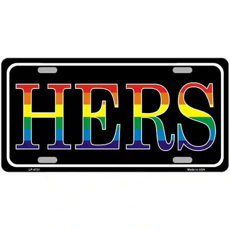 Hers Rainbow Metal Novelty License Plate 24" x 12" (LLP)