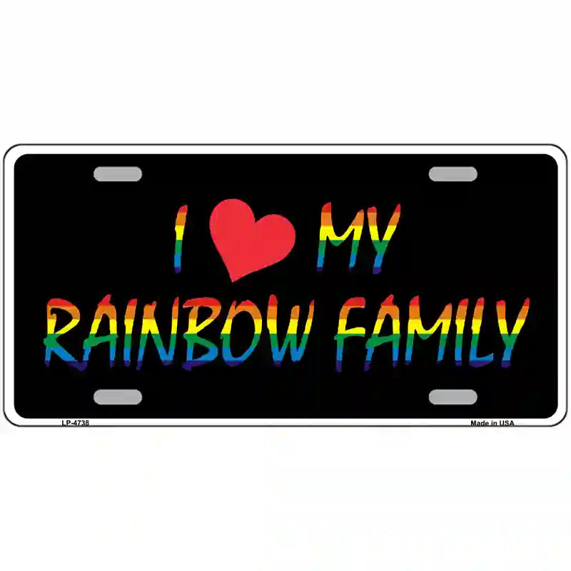 I Love My Rainbow Family Metal Novelty License Plate 24" x 12" (LLP)