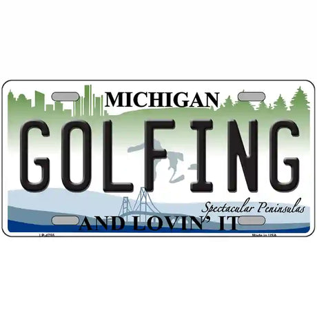 Golfing Michigan State Metal Novelty License Plate 24" x 12" (LLP)