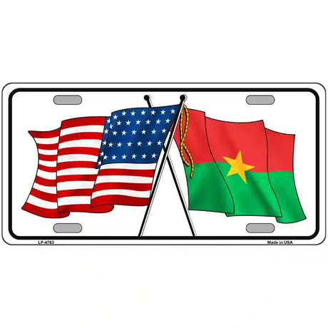 United States Burkina Faso Crossed Flags Metal Novelty License Plate Sign 24" x 12" (LLP)