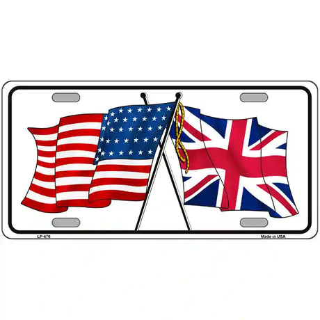 United States Britain Crossed Flags Novelty License Plate 24" x 12" (LLP)