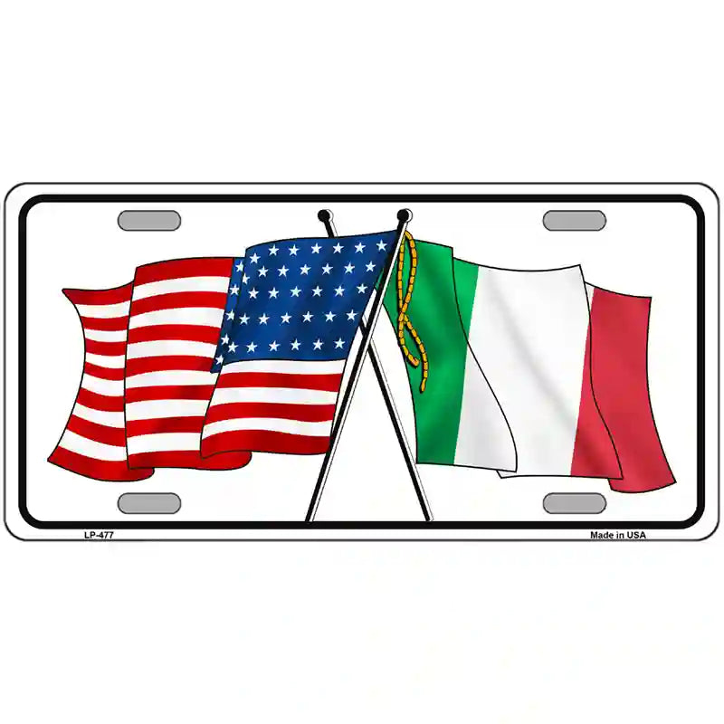 United States Italy Crossed Flags Metal Novelty License Plate 24" x 12" (LLP)