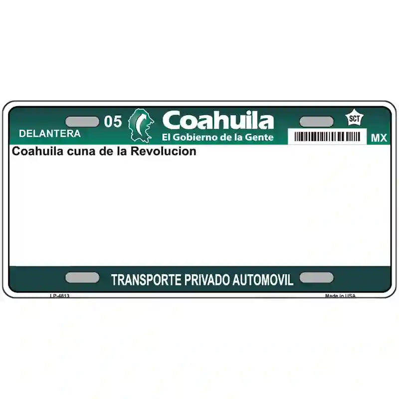 Coahuila Mexico Novelty Metal License Plate 24" x 12" (LLP)