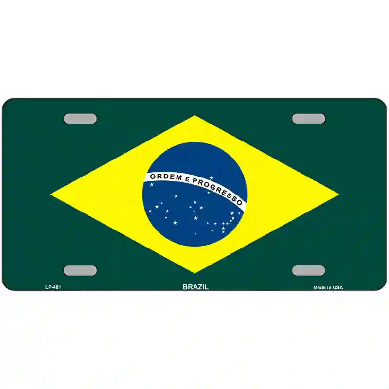 Brazil Flag Metal Novelty License Plate 24" x 12" (LLP)