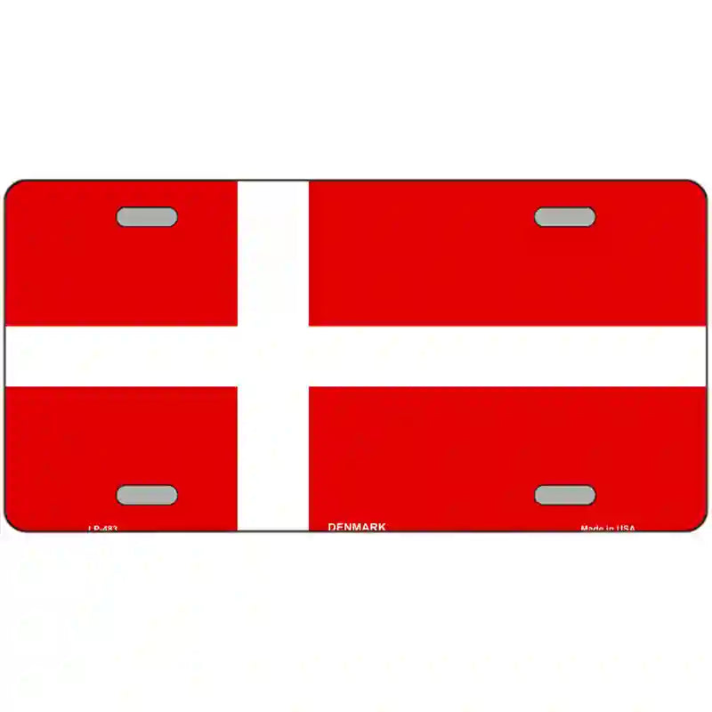 Denmark Flag Metal Novelty License Plate 24" x 12" (LLP)