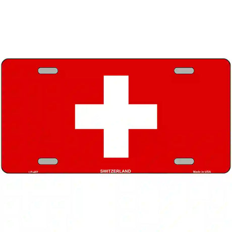 Switzerland Flag Metal Novelty License Plate 24" x 12" (LLP)