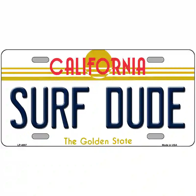 Surf Dude California Novelty Metal License Plate 24" x 12" (LLP)