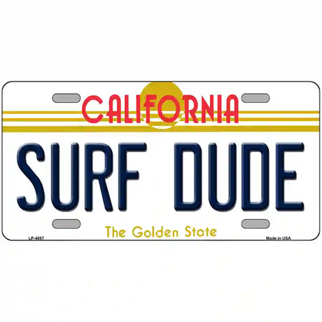 Surf Dude California Novelty Metal License Plate 24" x 12" (LLP)