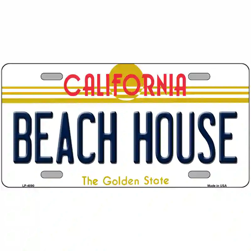 Beach House California Novelty Metal License Plate 24" x 12" (LLP)