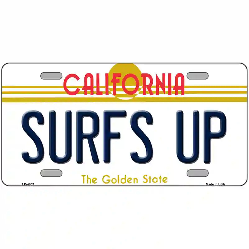 Surfs Up California Novelty Metal License Plate 24" x 12" (LLP)